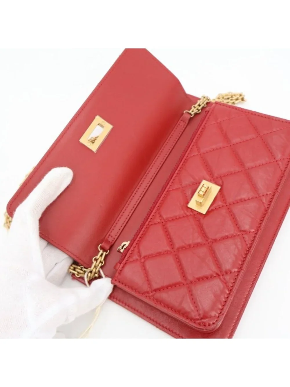 Chanel Quilted Aged Calfskin Reissue 2.55 Wallet on Chain Shoulder Bag